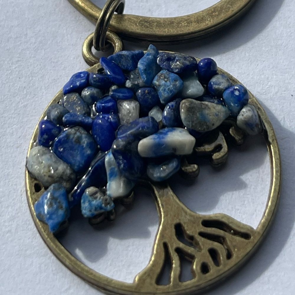 Tree of Life Natural Blue Stone (Sodalite) Keychain - Picture 10 of 16